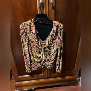 Jane + Delancey Floral Ruffle Women's Top Size Small